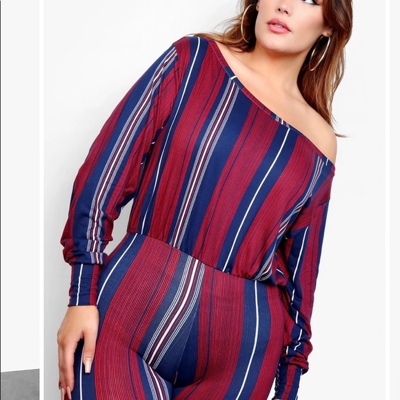 Rebdolls Off the shoulder striped jumpsuit size 1x - Picture 2 of 3